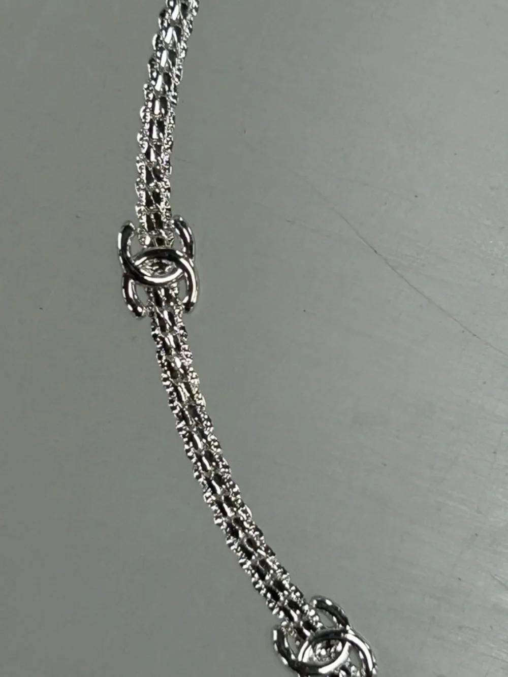 Silver Chanel CC Choker Necklace